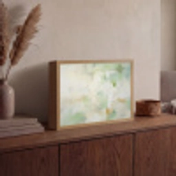 Abstract - Kunst - Wit - Groen - Modern Light Box met batterij (Wandlamp) middel -sfeer2