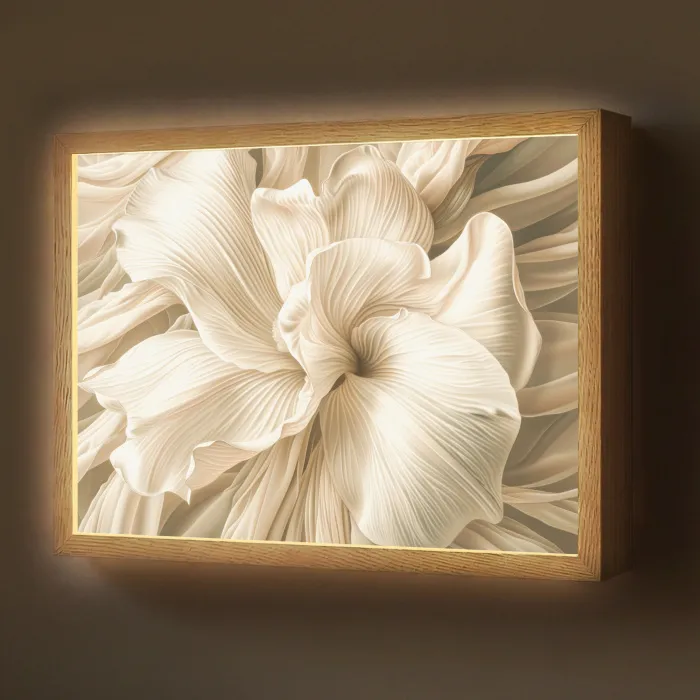 Abstract - Beige - Bloemen - Natuur Light Box met batterij (Wandlamp) middel -z3d_website