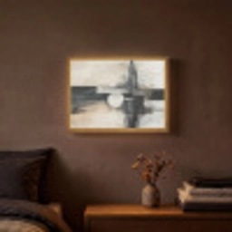 Abstract - Zwart wit - Verf - Modern Light Box met batterij (Wandlamp) middel -sfeer4