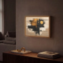 Abstract - Zwart - Goud - Modern Light Box met batterij (Wandlamp) middel -sfeer1