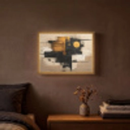 Abstract - Zwart - Goud - Modern Light Box met batterij (Wandlamp) middel -sfeer4