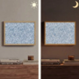Abstract - Blauw - Bladeren Light Box met batterij (Wandlamp) middel -sfeer3