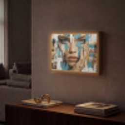 Abstract - Penseelstreken - Blauw - Gezicht Light Box met batterij (Wandlamp) middel -sfeer1