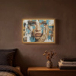 Abstract - Penseelstreken - Blauw - Gezicht Light Box met batterij (Wandlamp) middel -sfeer4