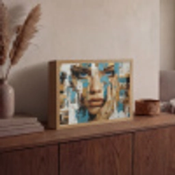 Abstract - Penseelstreken - Blauw - Gezicht Light Box met batterij (Wandlamp) middel -sfeer2