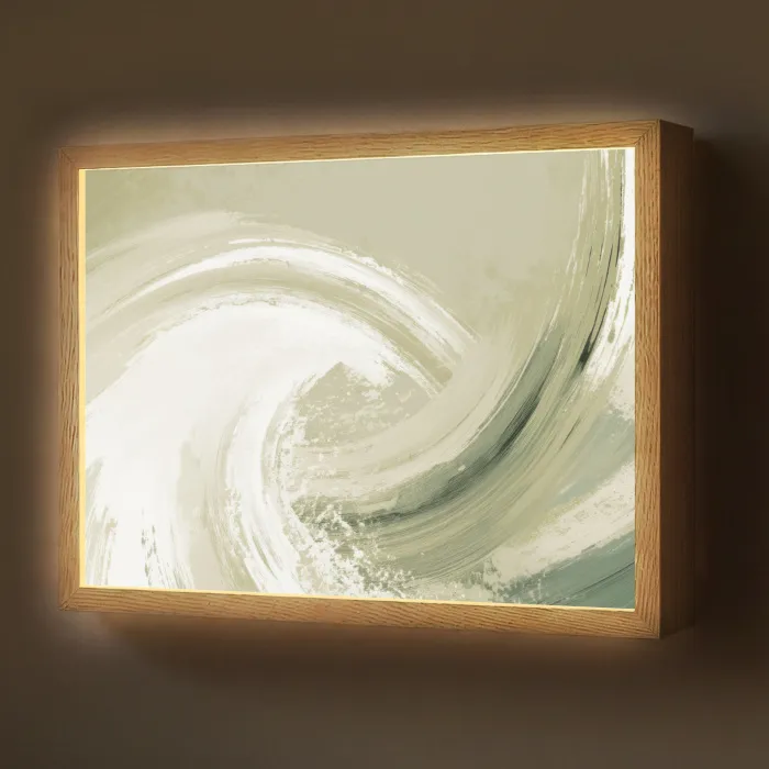 Abstract - Penseelstreken - Golven - Groen Light Box met batterij (Wandlamp) middel -z3d_website