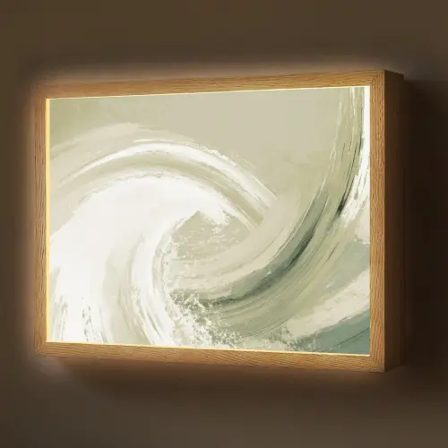 Abstract - Penseelstreken - Golven - Groen Light Box met batterij (Wandlamp) middel -z3d_website