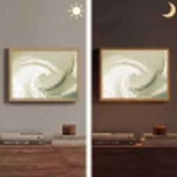 Abstract - Penseelstreken - Golven - Groen Light Box met batterij (Wandlamp) middel -sfeer3