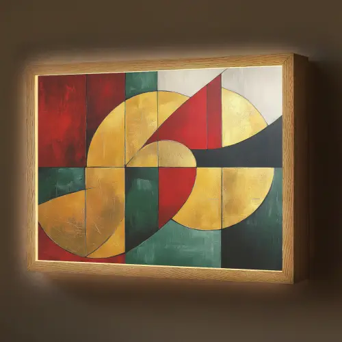 Abstract - Kerst - Goud - Rood - Groen Light Box met batterij (Wandlamp) middel -z3d_website