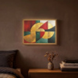 Abstract - Kerst - Goud - Rood - Groen Light Box met batterij (Wandlamp) middel -sfeer4