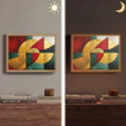 Abstract - Kerst - Goud - Rood - Groen Light Box met batterij (Wandlamp) middel -sfeer3
