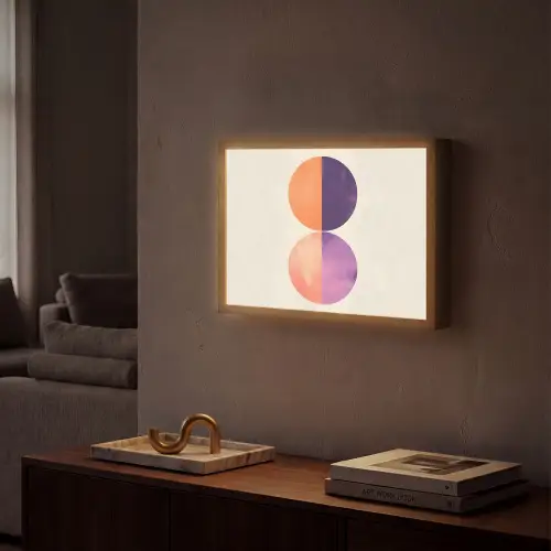 Abstract - Cirkels - Paars Light Box met batterij (Wandlamp) middel -sfeer1