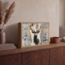 Abstract - Hert - Gewei - Goud Light Box met batterij (Wandlamp) middel -sfeer2