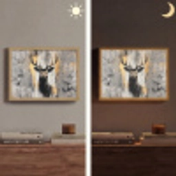 Abstract - Hert - Gewei - Goud Light Box met batterij (Wandlamp) middel -sfeer3