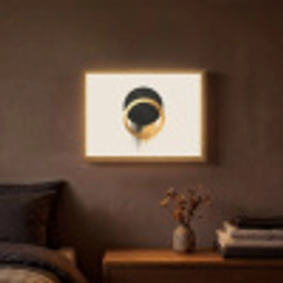 Abstract ontwerp - Zwarte cirkel - Verfvlekken Light Box met batterij (Wandlamp) middel -sfeer4