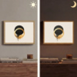 Abstract ontwerp - Zwarte cirkel - Verfvlekken Light Box met batterij (Wandlamp) middel -sfeer3