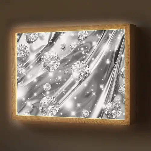 Abstract - Diamant - Luxe - Modern - Zilver Light Box met batterij (Wandlamp) middel -z3d_website