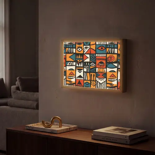 Abstract - Gezichten - Mozaïek Light Box met batterij (Wandlamp) middel -sfeer1