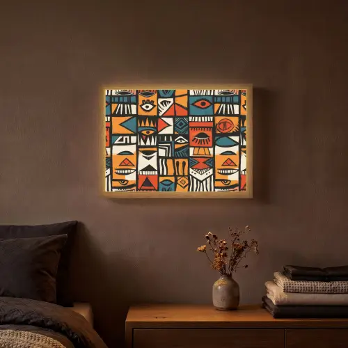 Abstract - Gezichten - Mozaïek Light Box met batterij (Wandlamp) middel -sfeer4