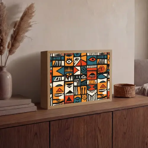 Abstract - Gezichten - Mozaïek Light Box met batterij (Wandlamp) middel -sfeer2