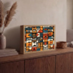 Abstract - Gezichten - Mozaïek Light Box met batterij (Wandlamp) middel -sfeer2