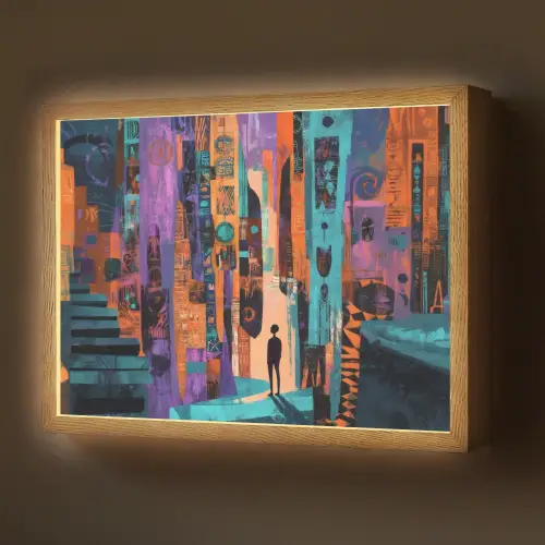 Abstract - Figuren - Kleurrijk Light Box met batterij (Wandlamp) middel -z3d_website