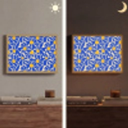Abstract - Bloem - Blauw Light Box met batterij (Wandlamp) middel 907 -sfeer3