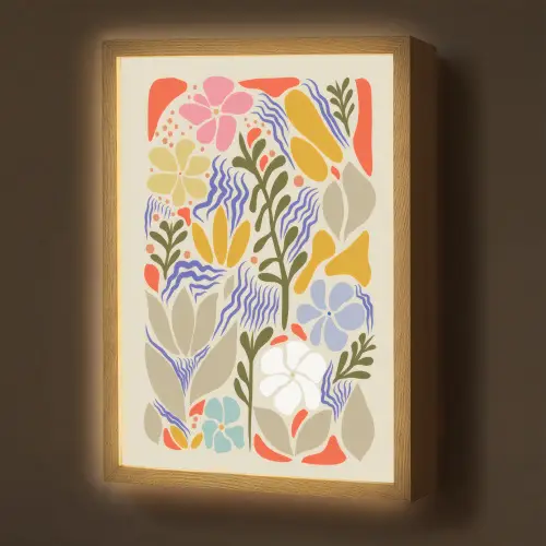 Abstract - Bloemen - Bladeren Light Box met batterij (Wandlamp) middel -z3d_website
