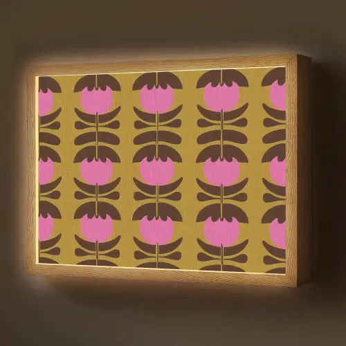 Abstract - Bloemen - Roze Light Box met batterij (Wandlamp) middel 907 -z3d_website