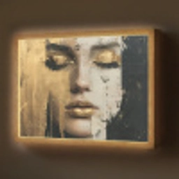 Abstract - Goud - Gezicht - Lippen Light Box met batterij (Wandlamp) middel -z3d_website