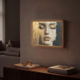 Abstract - Goud - Gezicht - Lippen Light Box met batterij (Wandlamp) middel -sfeer1