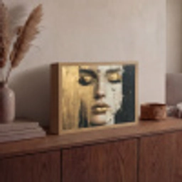 Abstract - Goud - Gezicht - Lippen Light Box met batterij (Wandlamp) middel -sfeer2