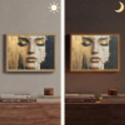 Abstract - Goud - Gezicht - Lippen Light Box met batterij (Wandlamp) middel -sfeer3