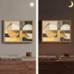 Abstract - Goud - Grijs - Vormen - Geometrisch Light Box met batterij (Wandlamp) middel -sfeer3