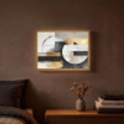 Abstract - Goud - Zilver - Vormen - Aesthetic Light Box met batterij (Wandlamp) middel -sfeer4
