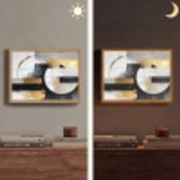 Abstract - Goud - Zilver - Vormen - Aesthetic Light Box met batterij (Wandlamp) middel -sfeer3