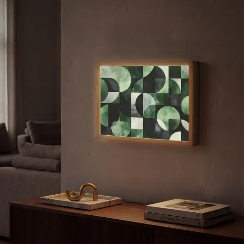 Abstract - Groen - Vormen Light Box met batterij (Wandlamp) middel -sfeer1