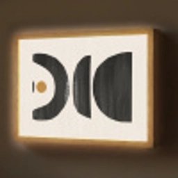 Abstract - Halve cirkel - Kunst - Zwart wit Light Box met batterij (Wandlamp) middel -z3d_website