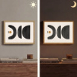 Abstract - Halve cirkel - Kunst - Zwart wit Light Box met batterij (Wandlamp) middel -sfeer3