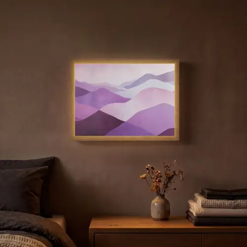 Abstract - Heuvels - Landschap - Paars Light Box met batterij (Wandlamp) middel -sfeer4