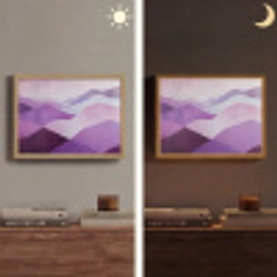 Abstract - Heuvels - Landschap - Paars Light Box met batterij (Wandlamp) middel -sfeer3