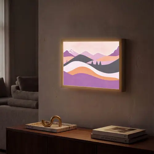 Abstract - Heuvels - Bomen - Groen Light Box met batterij (Wandlamp) middel -sfeer1