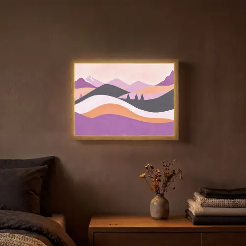 Abstract - Heuvels - Bomen - Groen Light Box met batterij (Wandlamp) middel -sfeer4