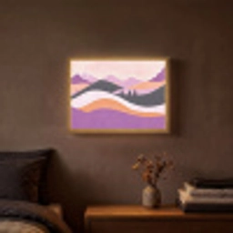 Abstract - Heuvels - Bomen - Groen Light Box met batterij (Wandlamp) middel -sfeer4
