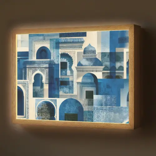 Abstract - Islamitisch - Blauw - Wit Light Box met batterij (Wandlamp) middel -z3d_website
