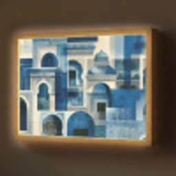Abstract - Islamitisch - Blauw - Wit Light Box met batterij (Wandlamp) middel -z3d_website