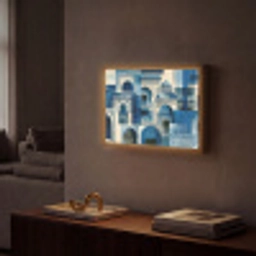 Abstract - Islamitisch - Blauw - Wit Light Box met batterij (Wandlamp) middel -sfeer1