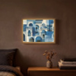 Abstract - Islamitisch - Blauw - Wit Light Box met batterij (Wandlamp) middel -sfeer4