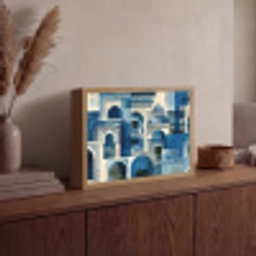 Abstract - Islamitisch - Blauw - Wit Light Box met batterij (Wandlamp) middel -sfeer2