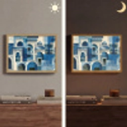 Abstract - Islamitisch - Blauw - Wit Light Box met batterij (Wandlamp) middel -sfeer3